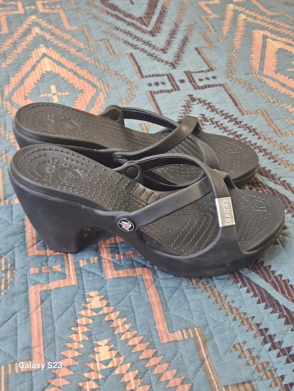 Crocs Womens Black Platform Clog Sandals